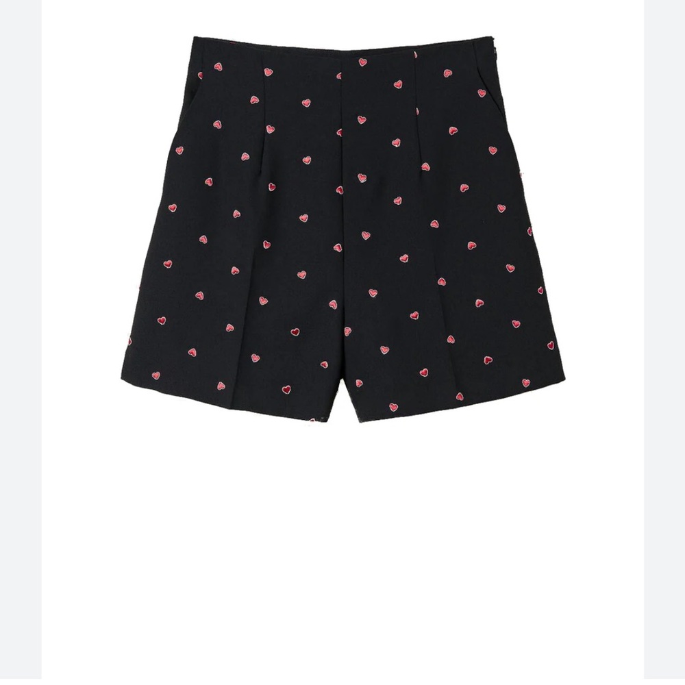 Twin-Set Black Shorts with Red Heart Accents